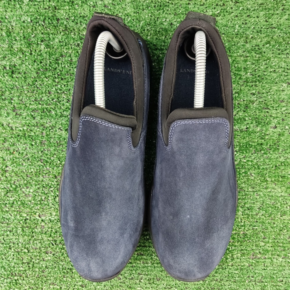 Lands'‎ End Shoes Womens 9B Navy Blue Suede All Weather Slip On Loafers 53592 - Picture 7 of 8